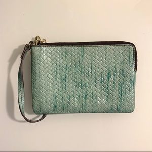 🆕 Teal Zip Clutch - Genuine Leather